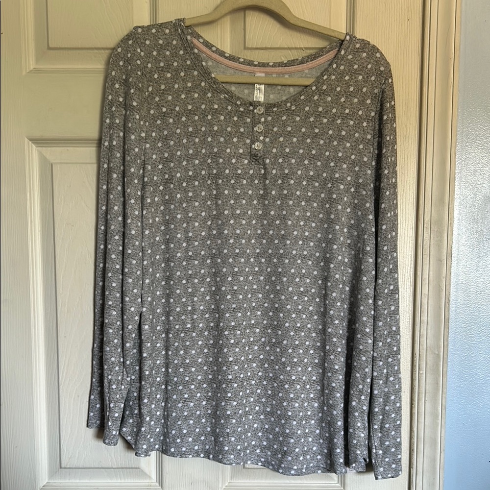 NWOT SLEEP by Cacique long sleeve polka dot pajama top size 14/16